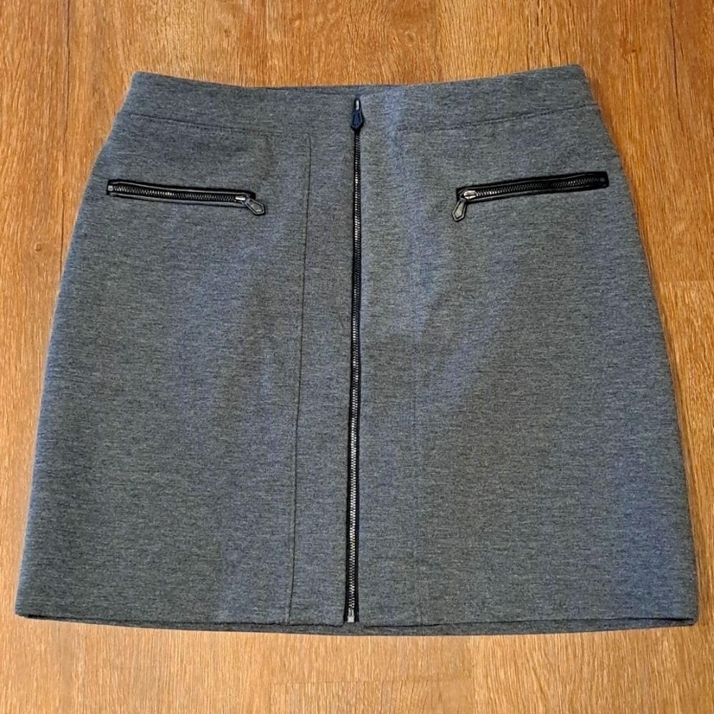White House | Black Market Charcoal Zippered Mini Skirt